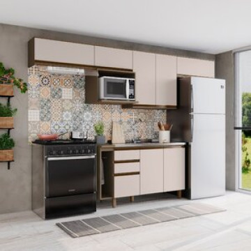 Cozinha Completa 8 Peças 8 Portas 100% Mdf Aurora Espresso Móveis Duna/cristal